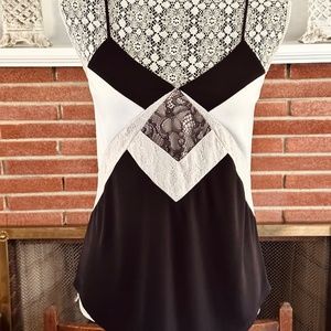 Express Black & White Lace Design Blouse